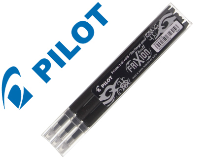 3 recambios bolígrafo Pilot Frixion borrable tinta negra